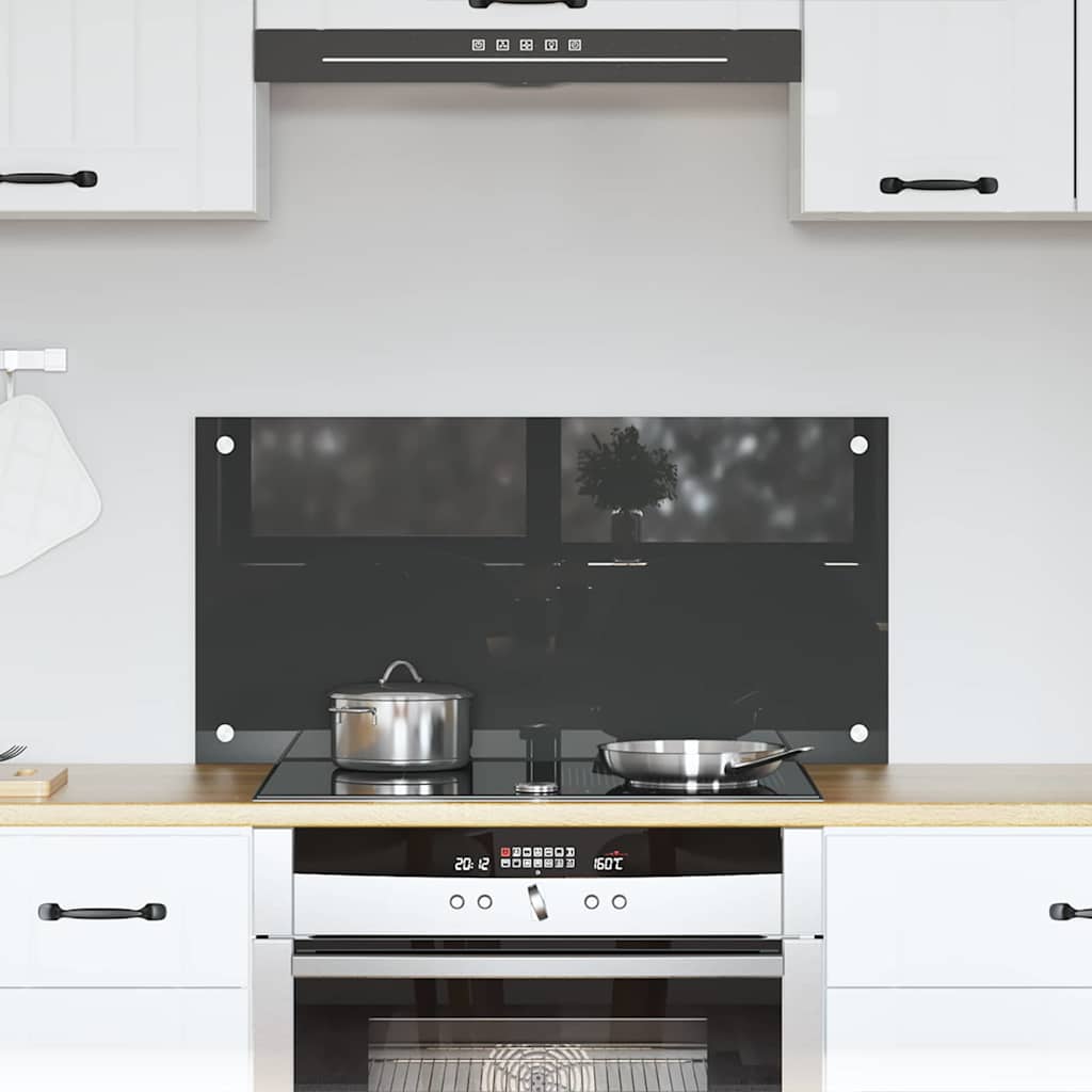 Kitchen Backsplash Dark grey 80 x 40 x 0.6 cm Tempered Glass